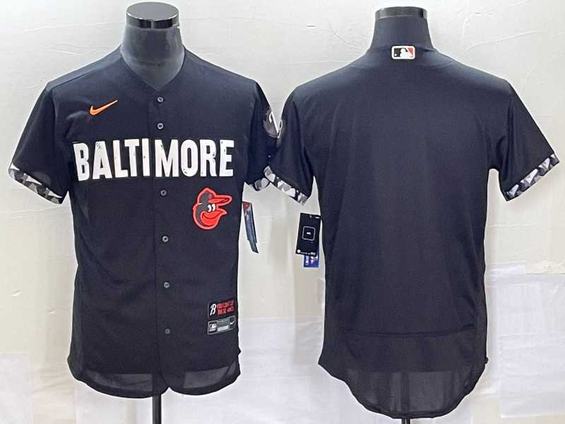 Men%27s Baltimore Orioles Blank Black 2023 City Connect Flex Base Stitched Jerseys